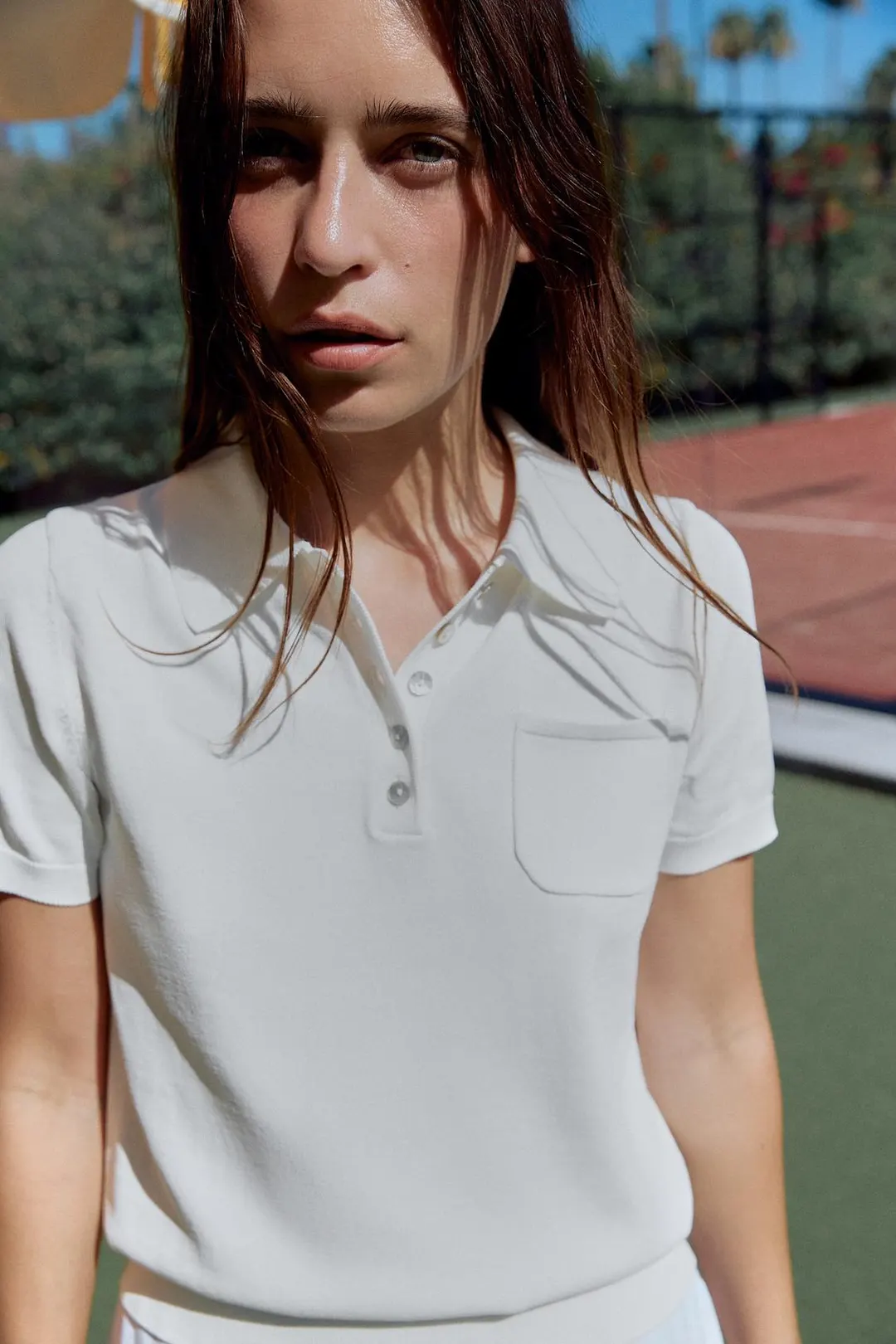 Вязаное поло с короткими рукавами, Zara