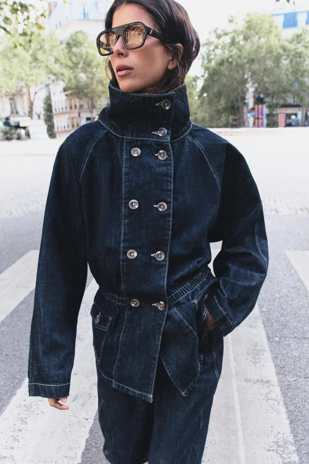 Куртка джинсовая с контрастной строчкой Z1975, Zara