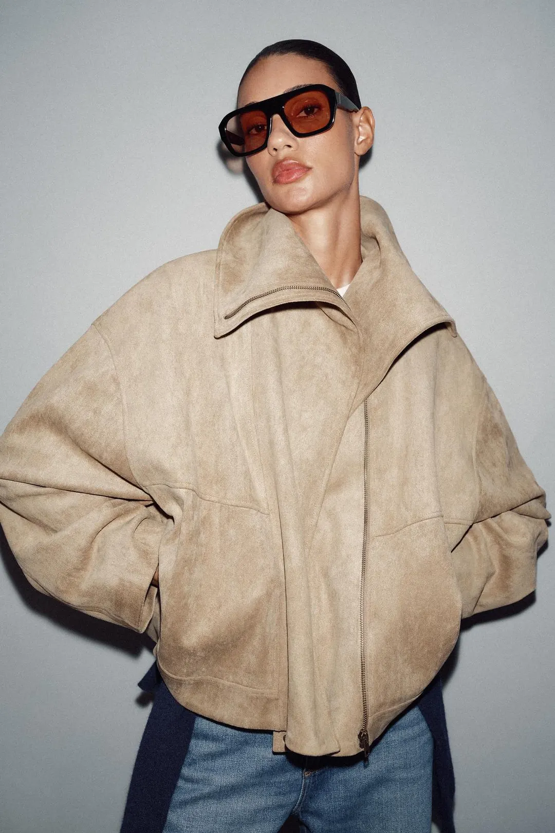 Бомбер с широким воротником, Zara