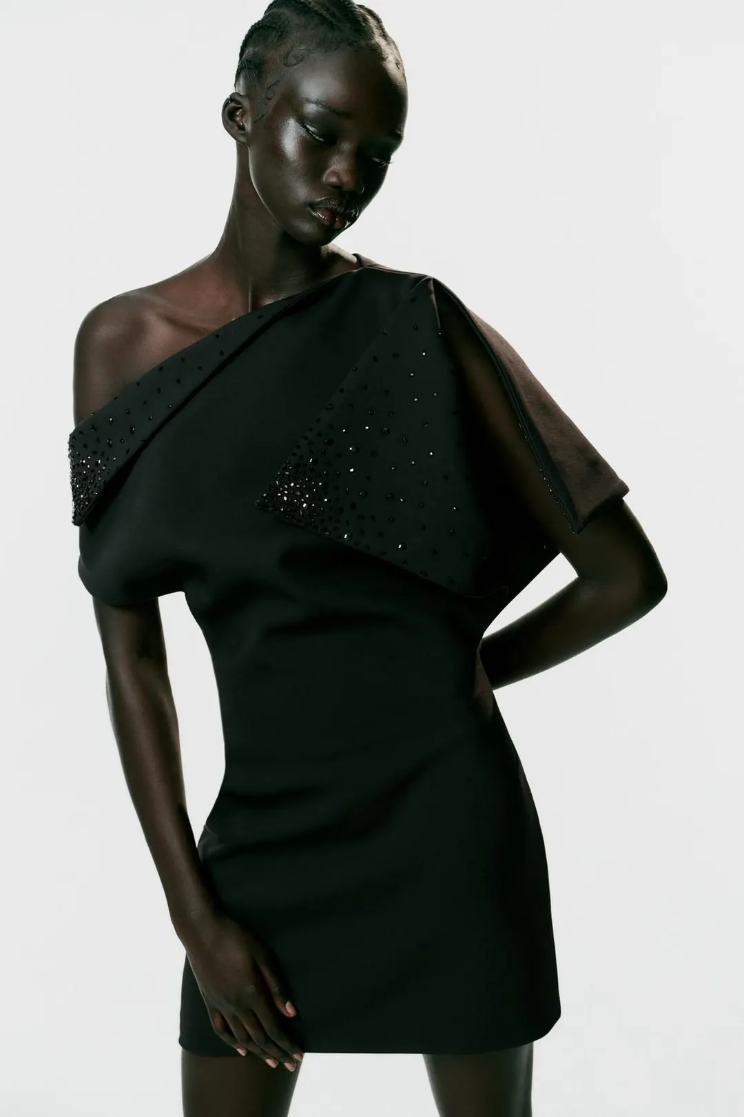 Асимметричное мини-платье с блеском, Zara