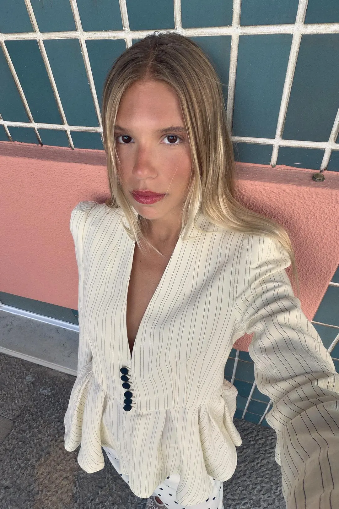 Приталенный блейзер в полоску, Zara