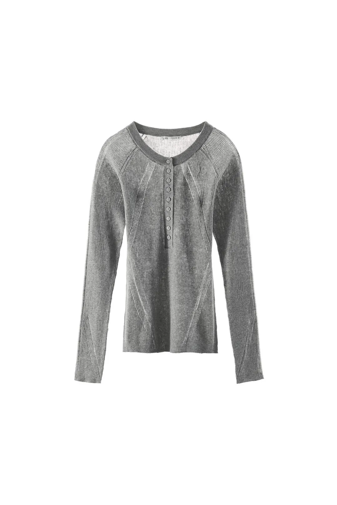Футболка в рубчик на пуговицах, Zara