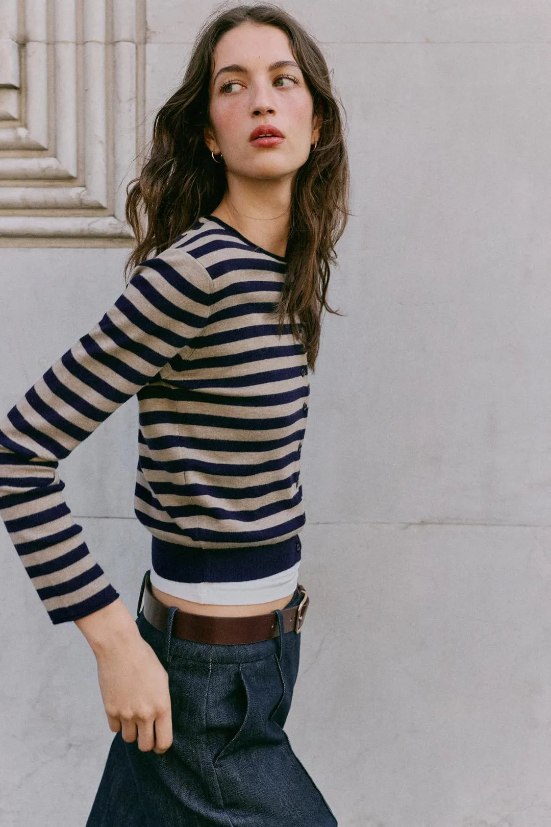 Кардиган тонкой вязки в полоску, Zara