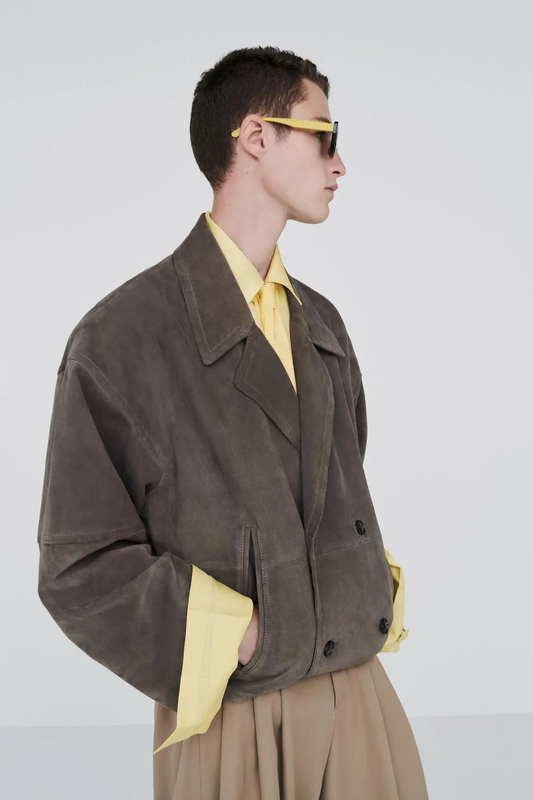 Укороченная куртка из натуральной замши, Zara