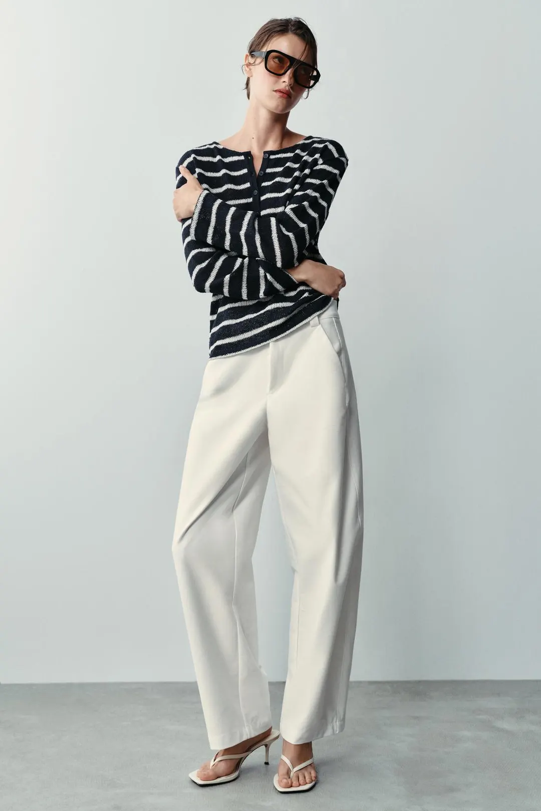 Футболка хенли в полоску, Zara