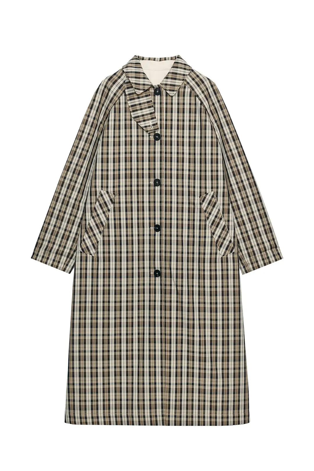 Двусторонний клетчатый тренч ZW Collection, Zara