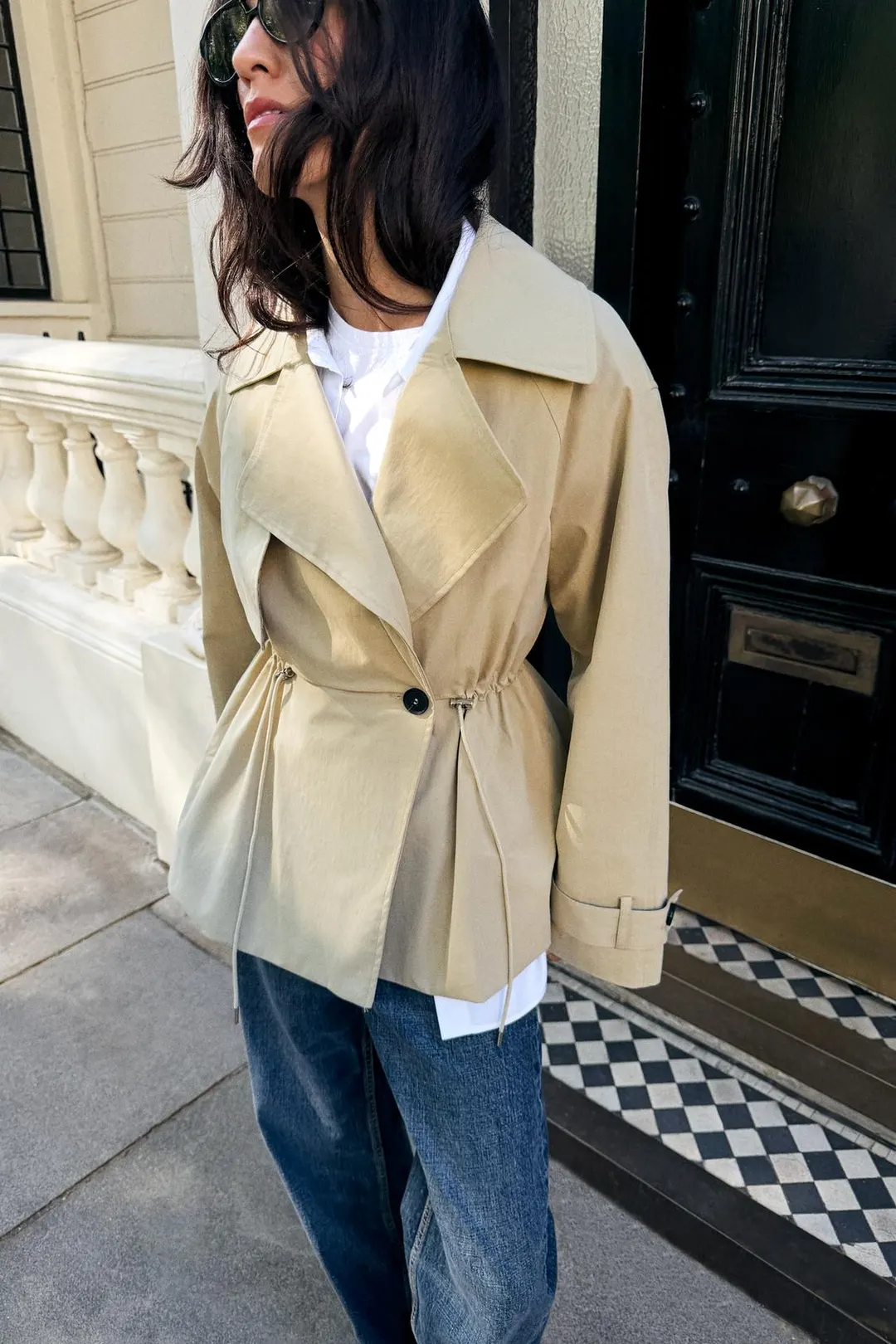 Тренч двубортный с кулиской, Zara