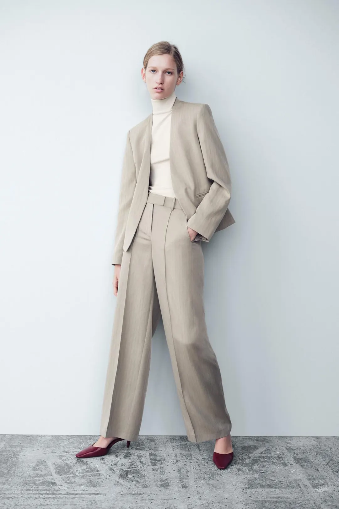 Блейзер приталенный без воротника, Zara