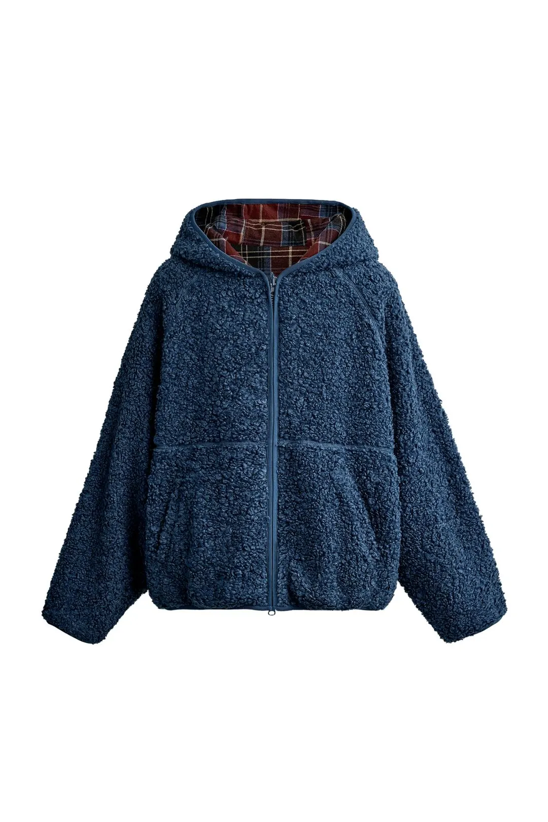 Куртка двусторонняя в клетку из искусственной овчины, Zara