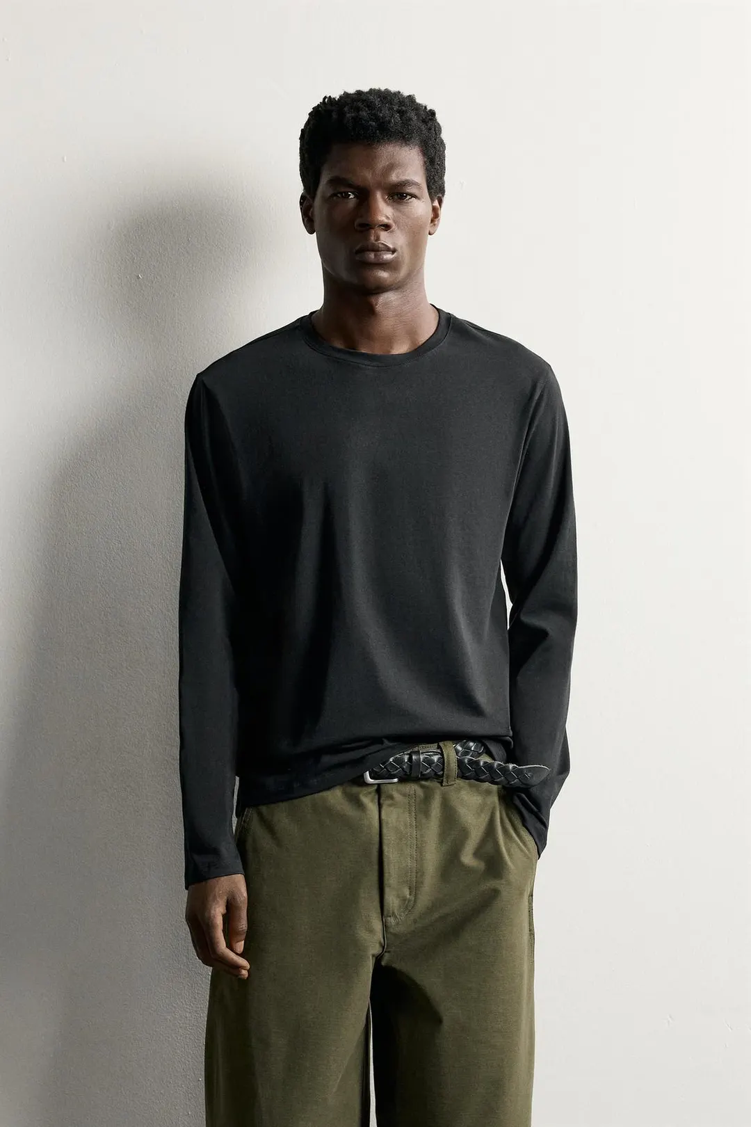 Базовая облегающая футболка с длинными рукавами, Zara