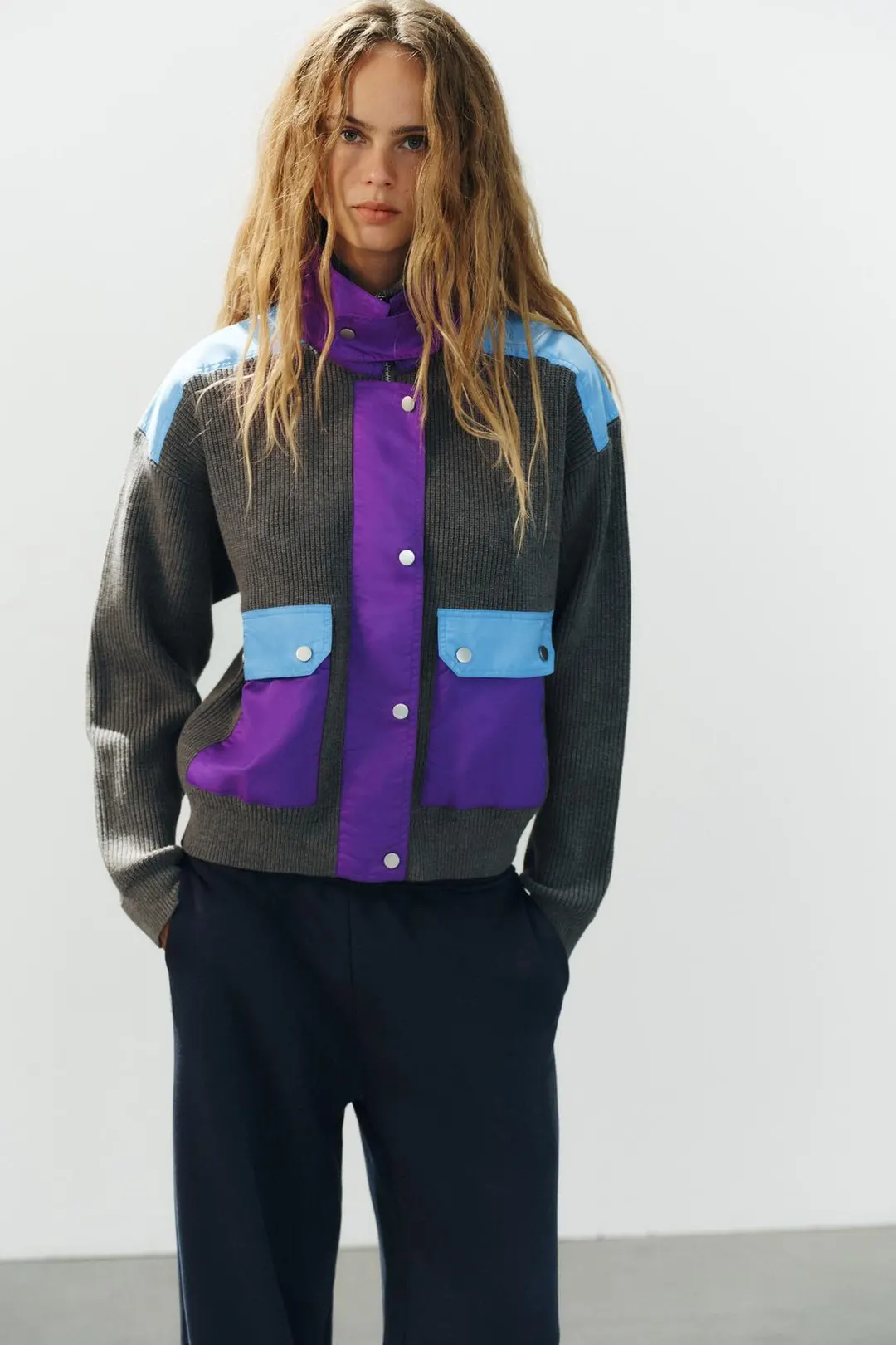 Куртка комбинированная вязаная, Zara
