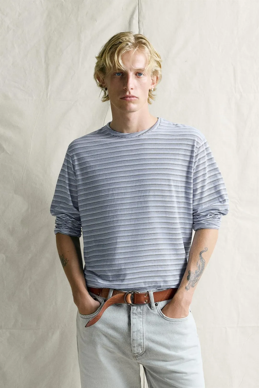 Легкая футболка в полоску из жаккарда, Zara