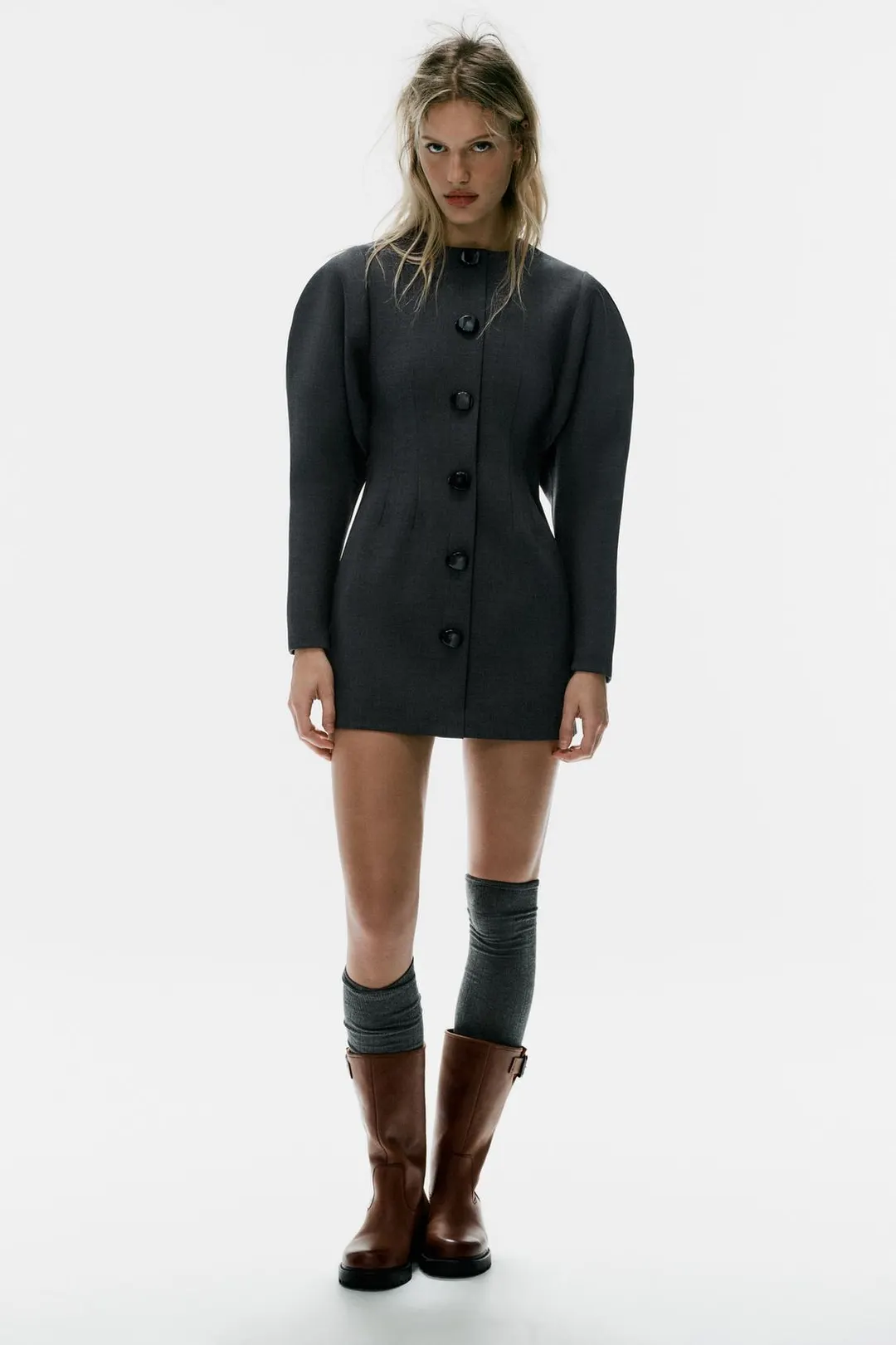 Мини-платье с объемными рукавами, Zara