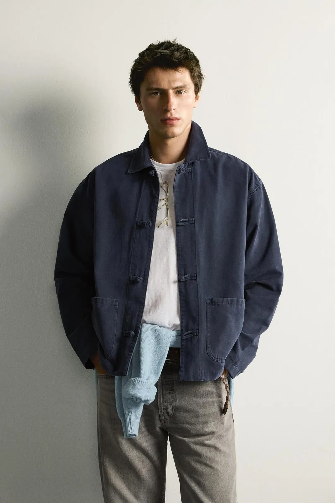Рубашка прямого кроя с застежкой на узелки, Zara