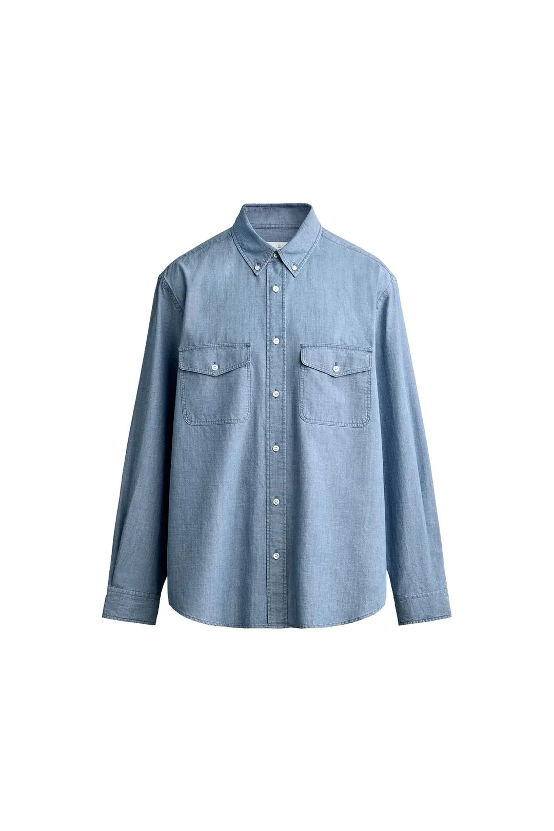 Рубашка прямого кроя из шамбре с карманами, Zara