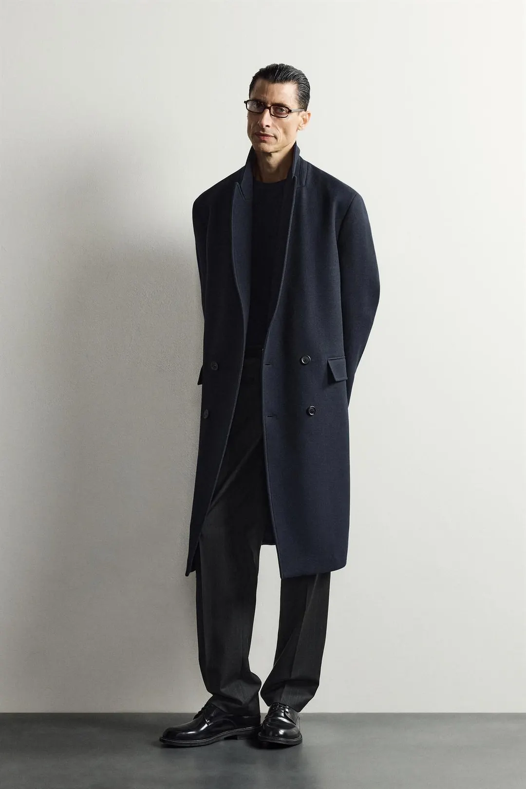 Двубортное пальто из смесовой шерсти, Zara