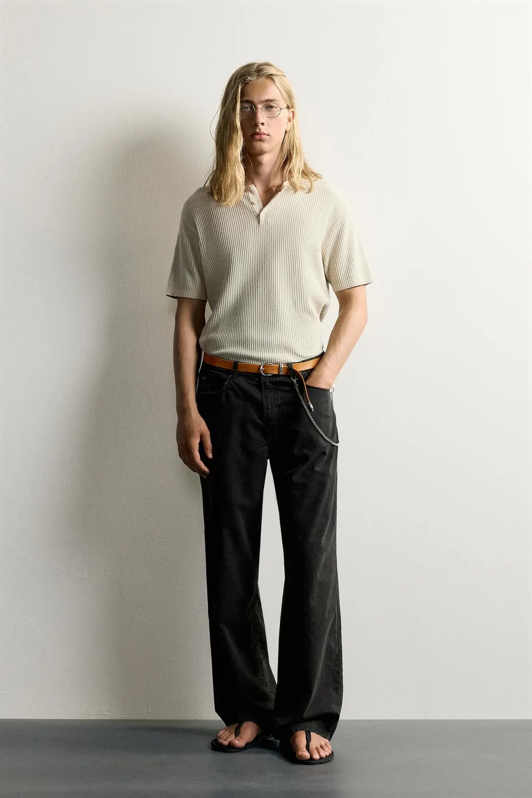Брюки прямого кроя из лиоцелла и хлопка, Zara