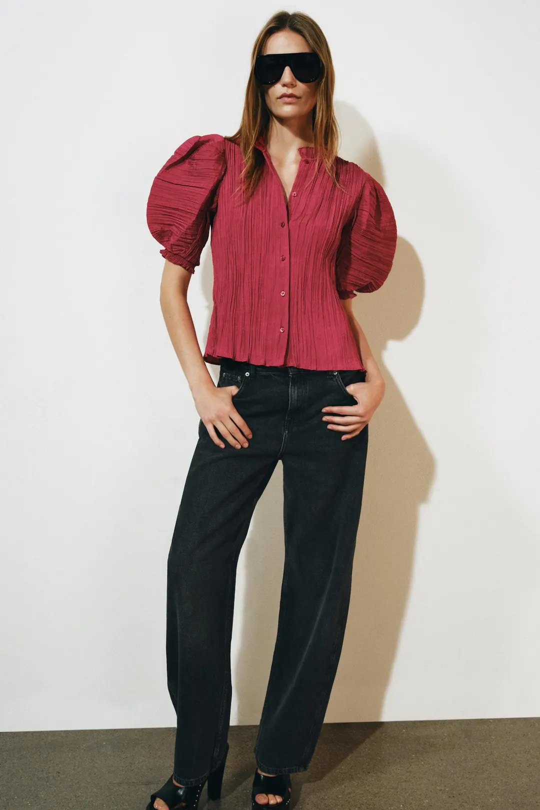 Рубашка ZW Collection с пышными рукавами, Zara