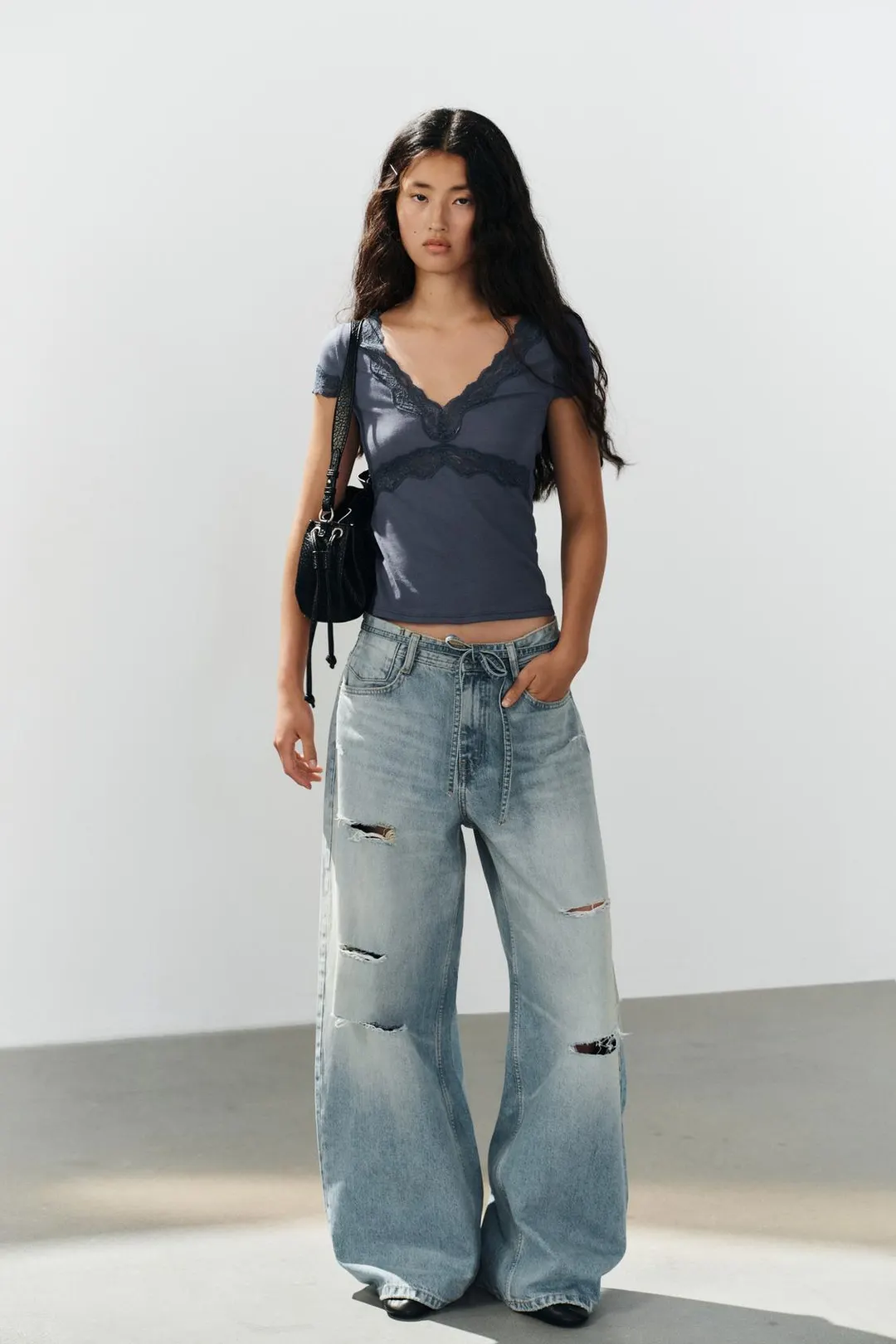 Топ с кружевной отделкой, Zara