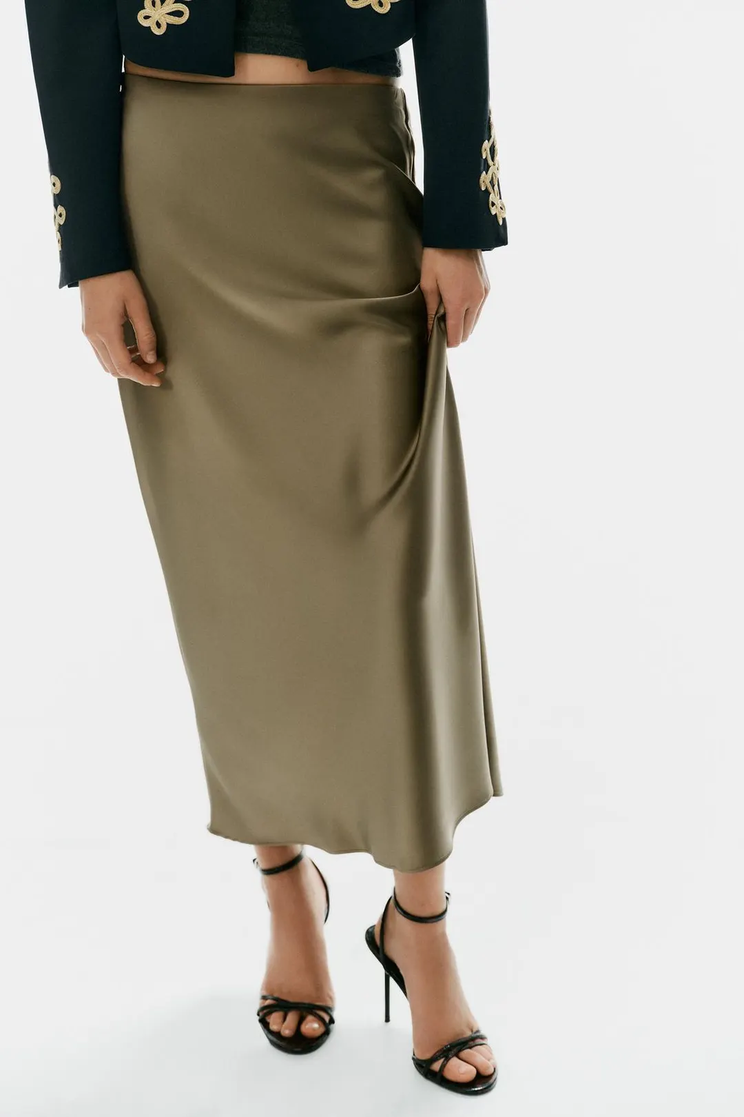 Юбка миди из сатина, Zara