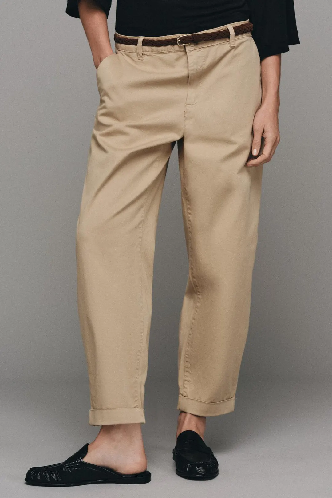 Брюки чинос с плетеным ремнем, Zara