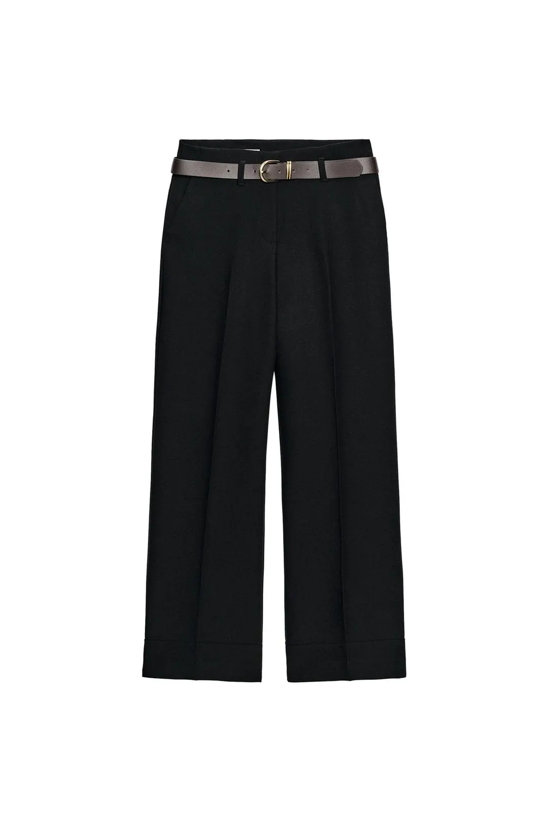 Брюки с поясом и отворотами, Zara