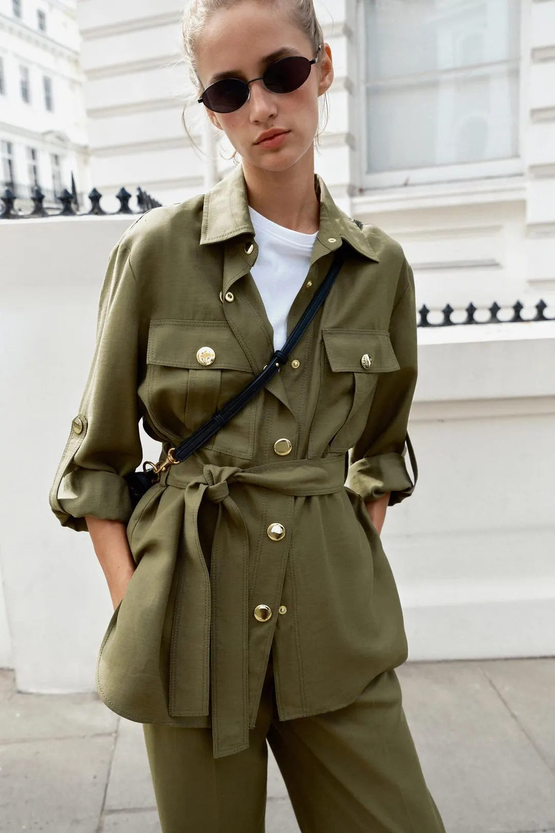 Куртка сафари с поясом, Zara