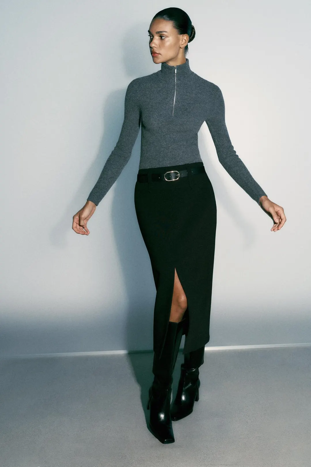 Юбка миди с поясом, Zara