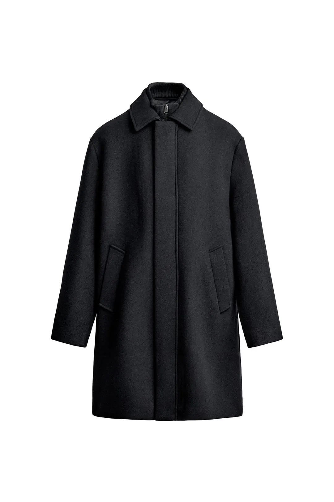 Пальто прямого кроя со съемным воротником, Zara