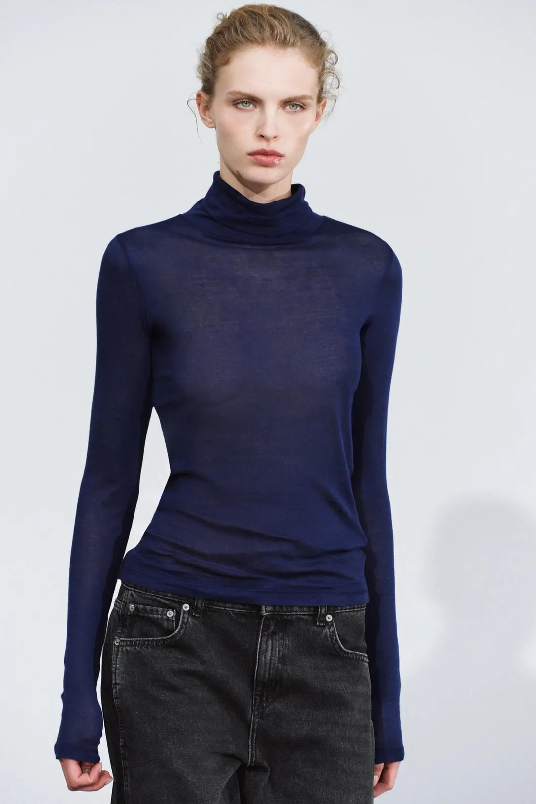 Футболка из хлопка SUPIMA® с воротником-стойкой, Zara