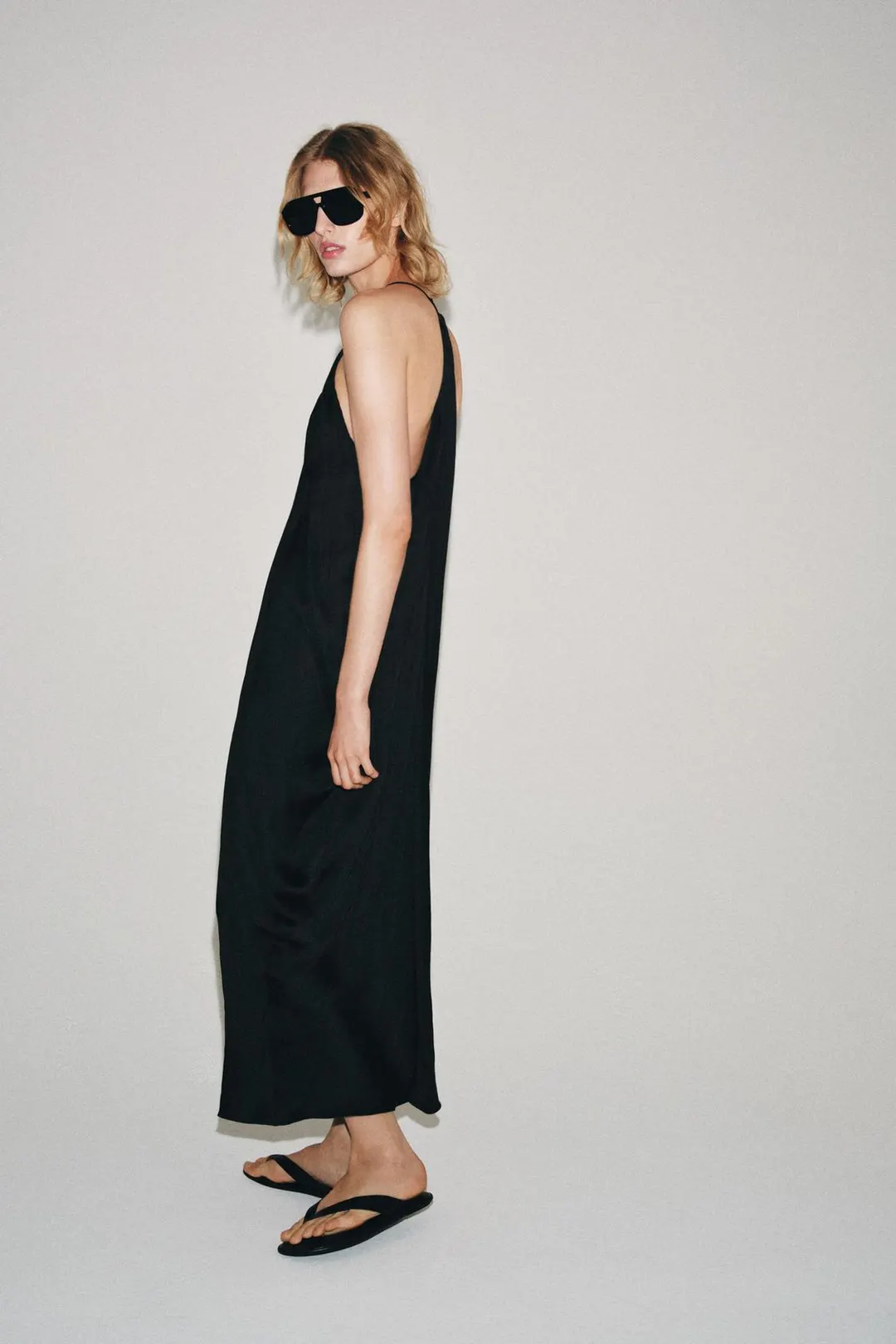 Платье атласное с драпировкой ZW Collection, Zara