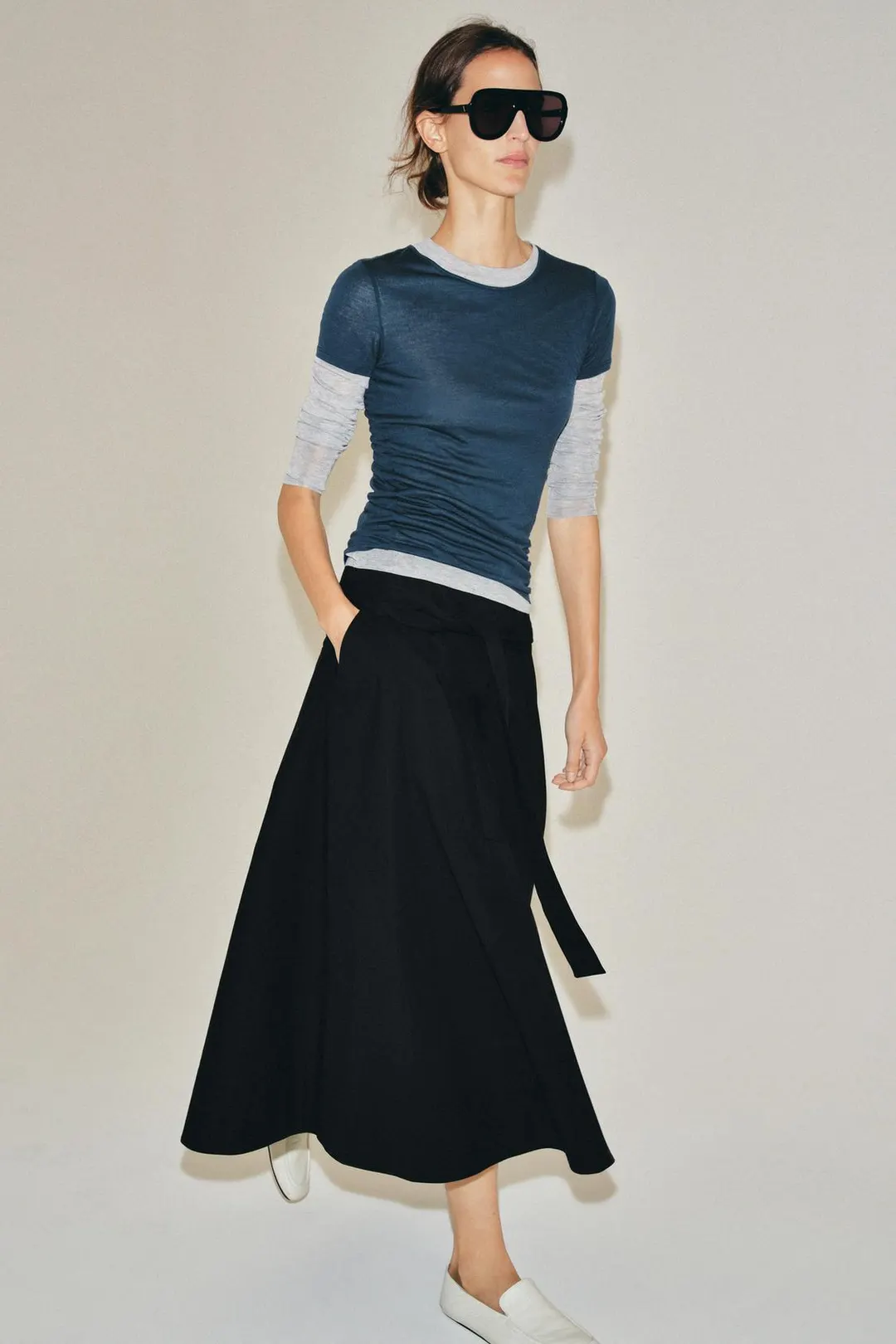 Юбка миди ZW Collection с поясом, Zara