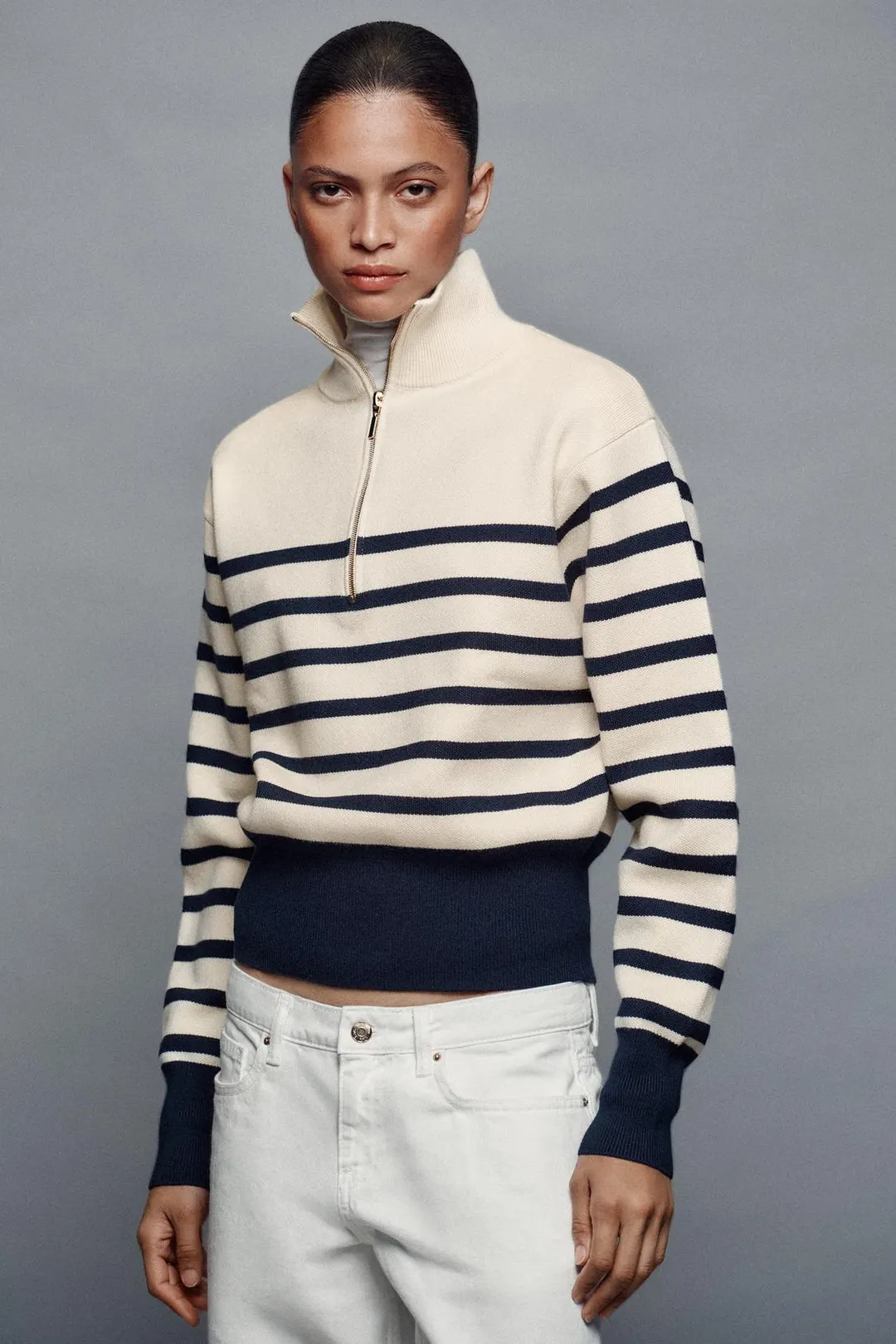 Трикотажный свитер с высоким воротником, Zara
