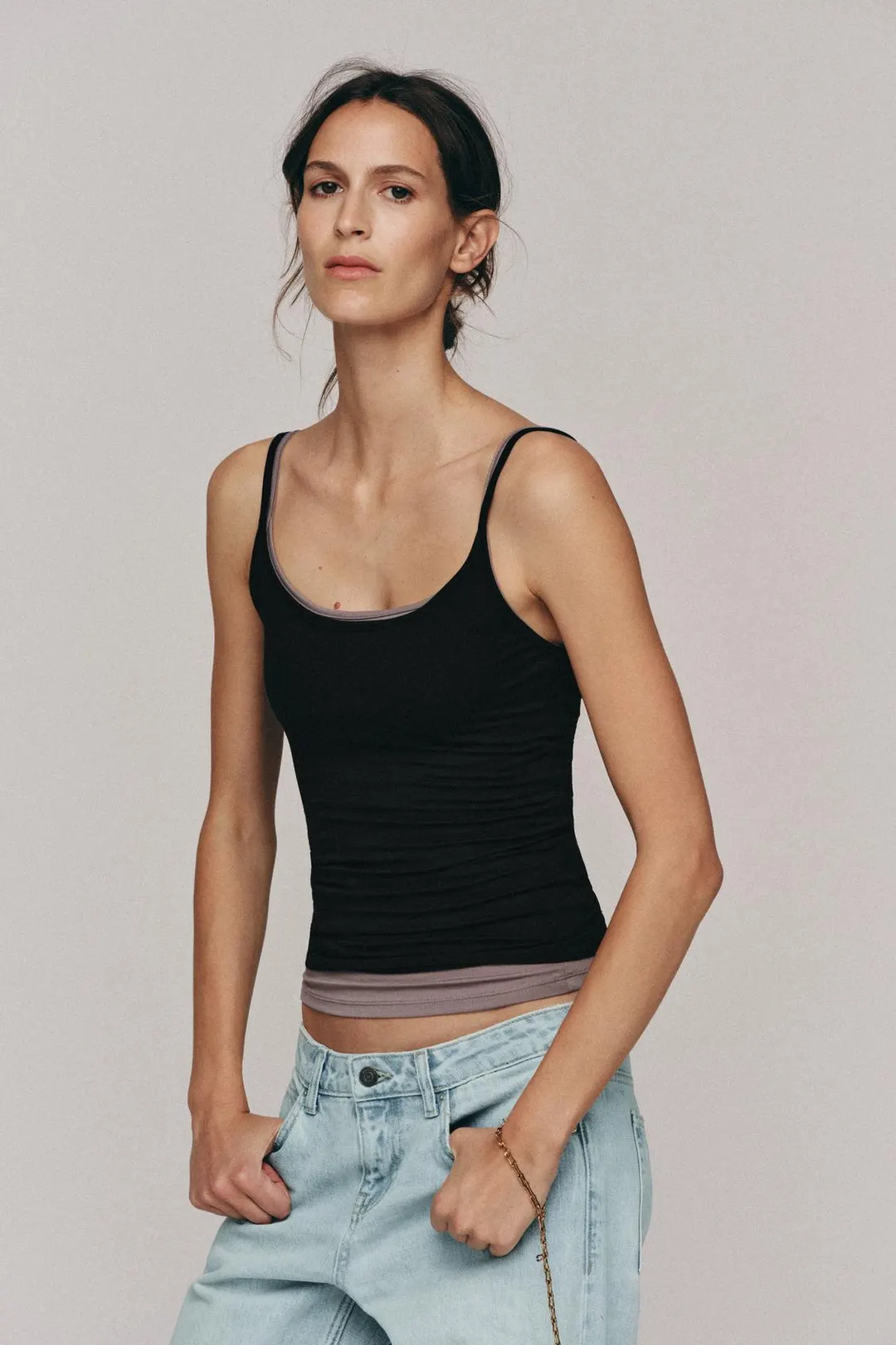 Майка из полиамида на тонких бретелях, Zara
