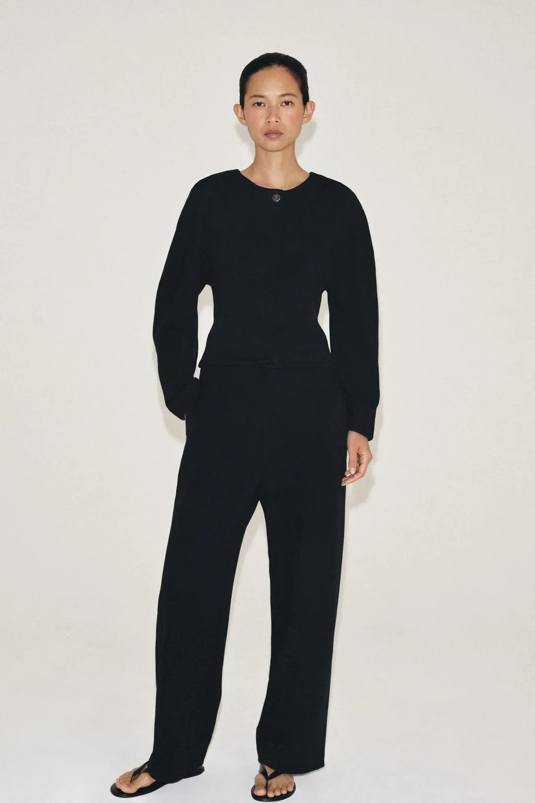 Брюки укороченные широкого кроя, Zara