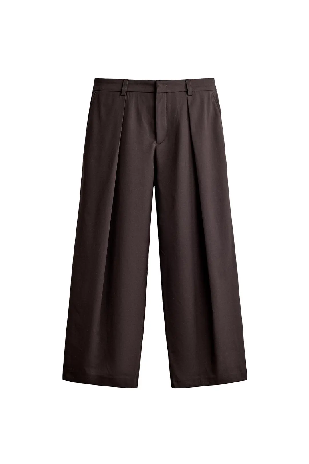 Брюки широкого кроя с встречной складкой, Zara