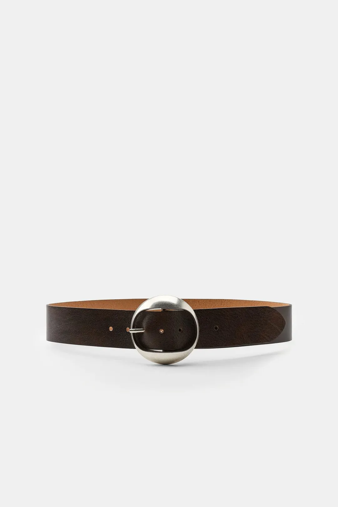 Ремень из 100% кожи с круглой пряжкой, Zara