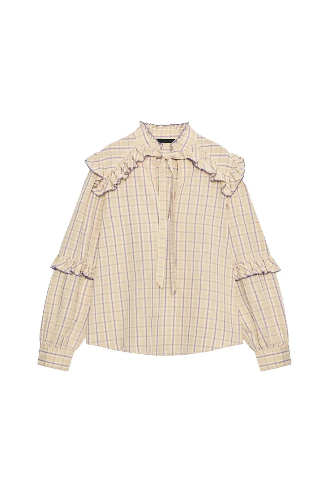Блузка в клетку с оборками, Zara