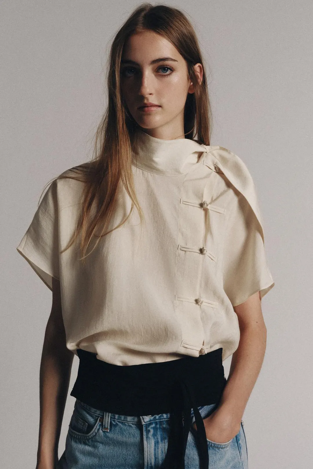 Блузка ZW COLLECTION с застежкой на узелки, Zara
