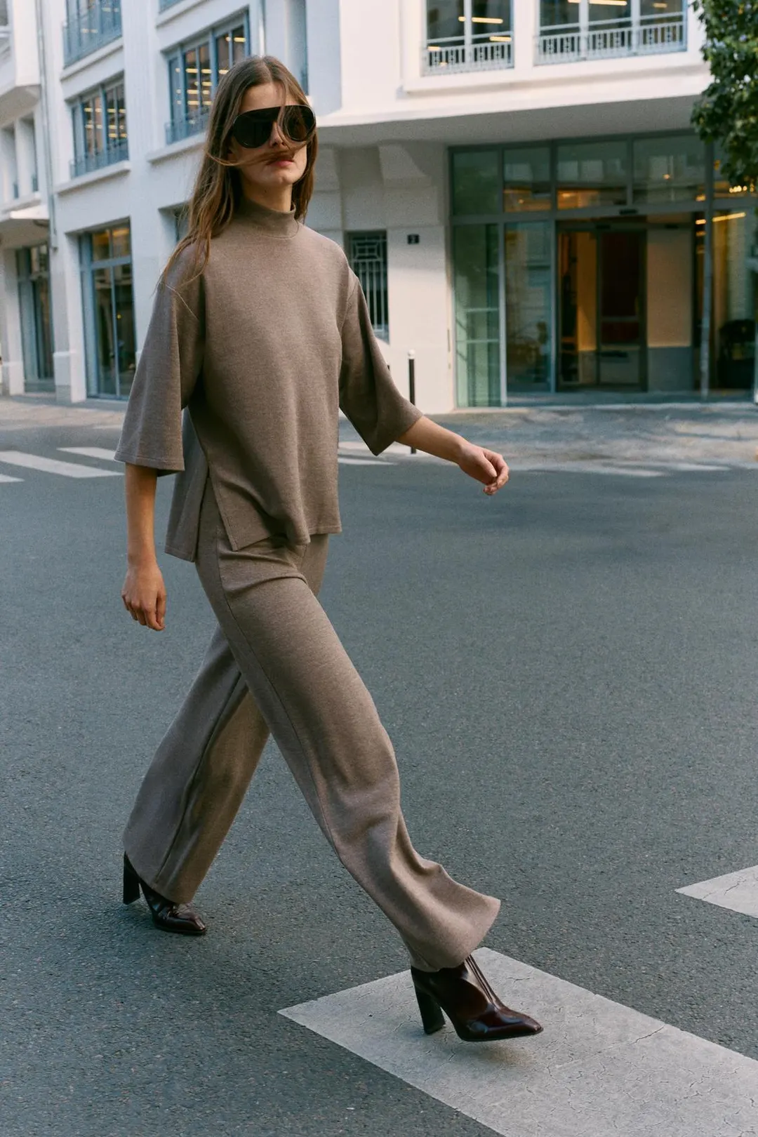 Футболка из пике с высоким воротником, Zara