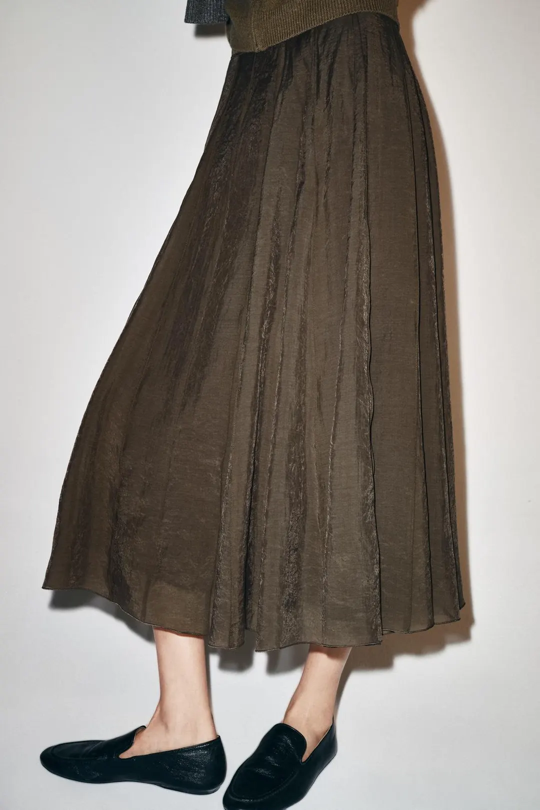 Комбинированная юбка ZW Collection струящегося кроя, Zara