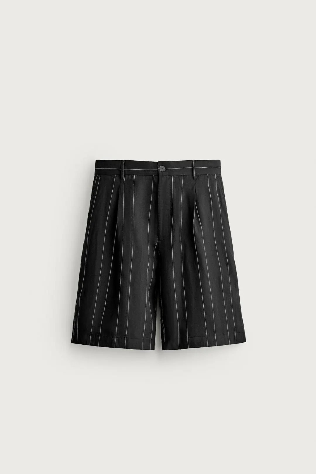 Шорты-бермуды в полоску со складками свободного кроя, Zara