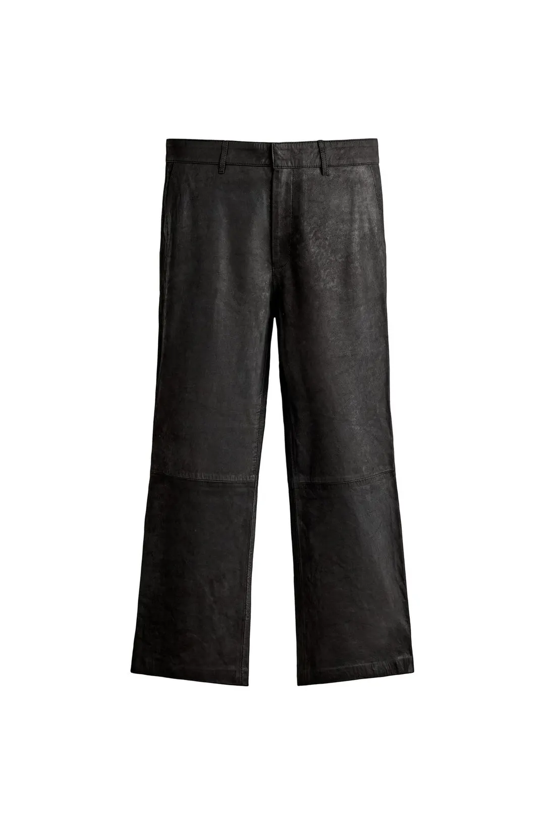 Укороченные кожаные брюки клеш, Zara