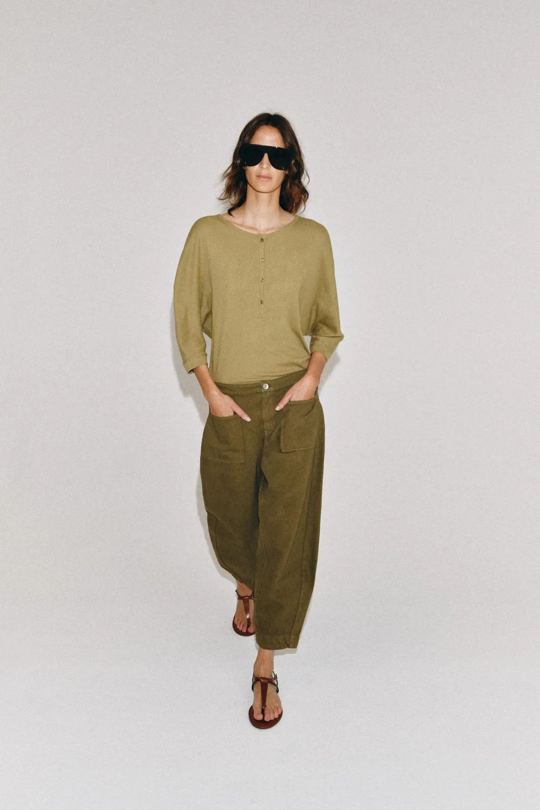 Брюки ZW Collection фасона barrel, Zara