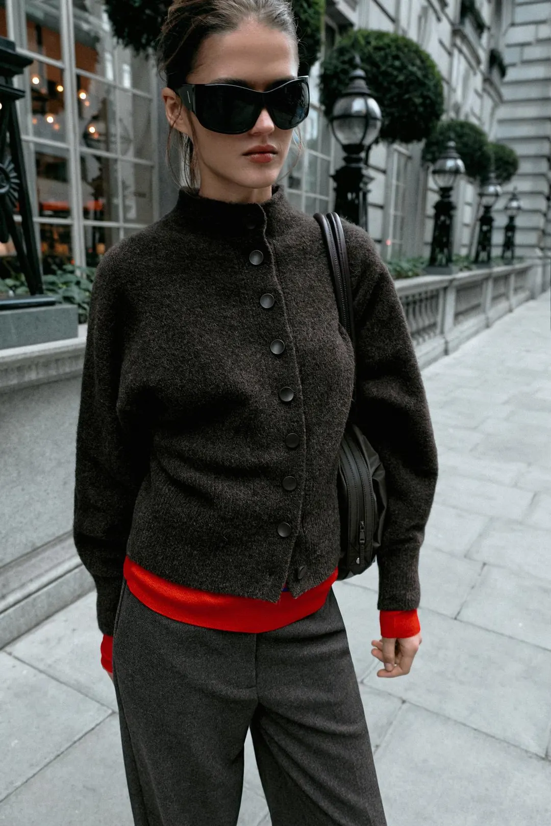 Мягкий кардиган с высоким воротником, Zara