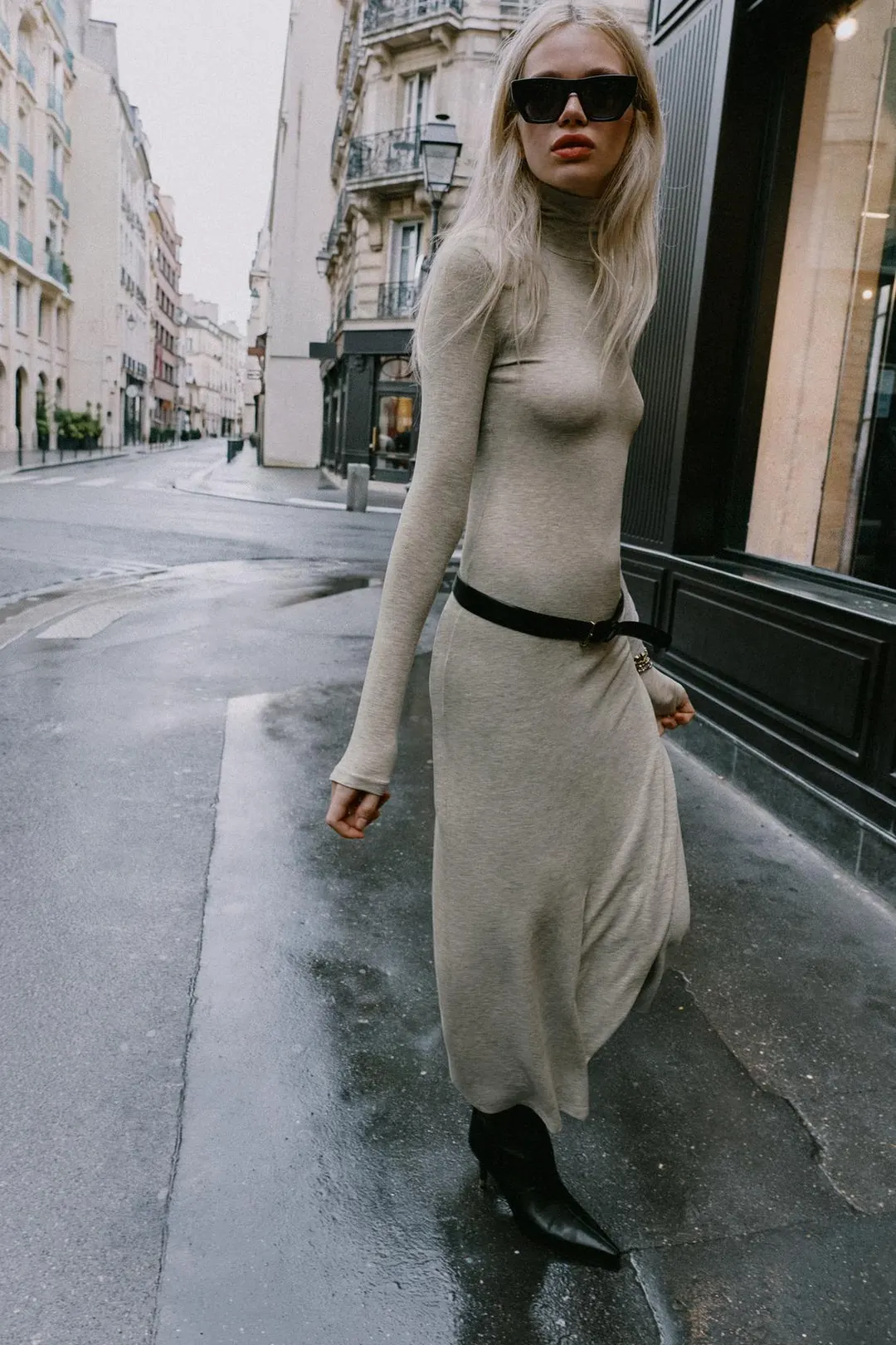 Платье длинное с высоким воротником, Zara