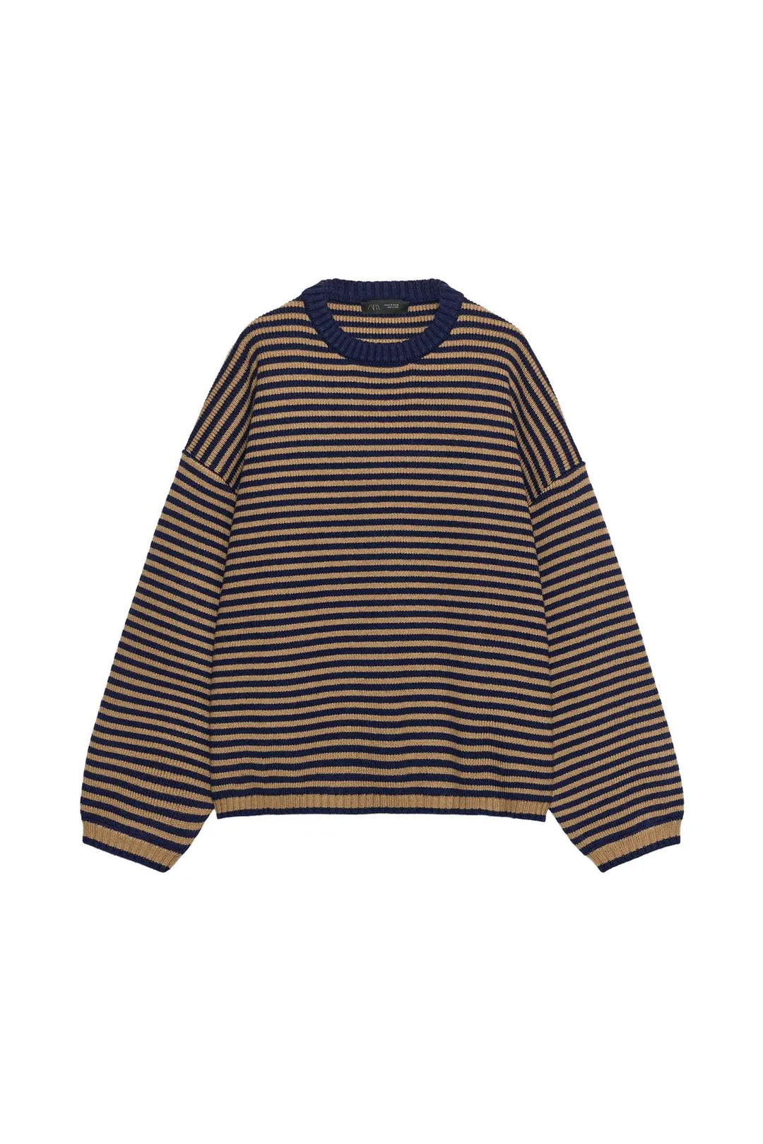 Свитер оверсайз в полоску из смесовой шерсти, Zara