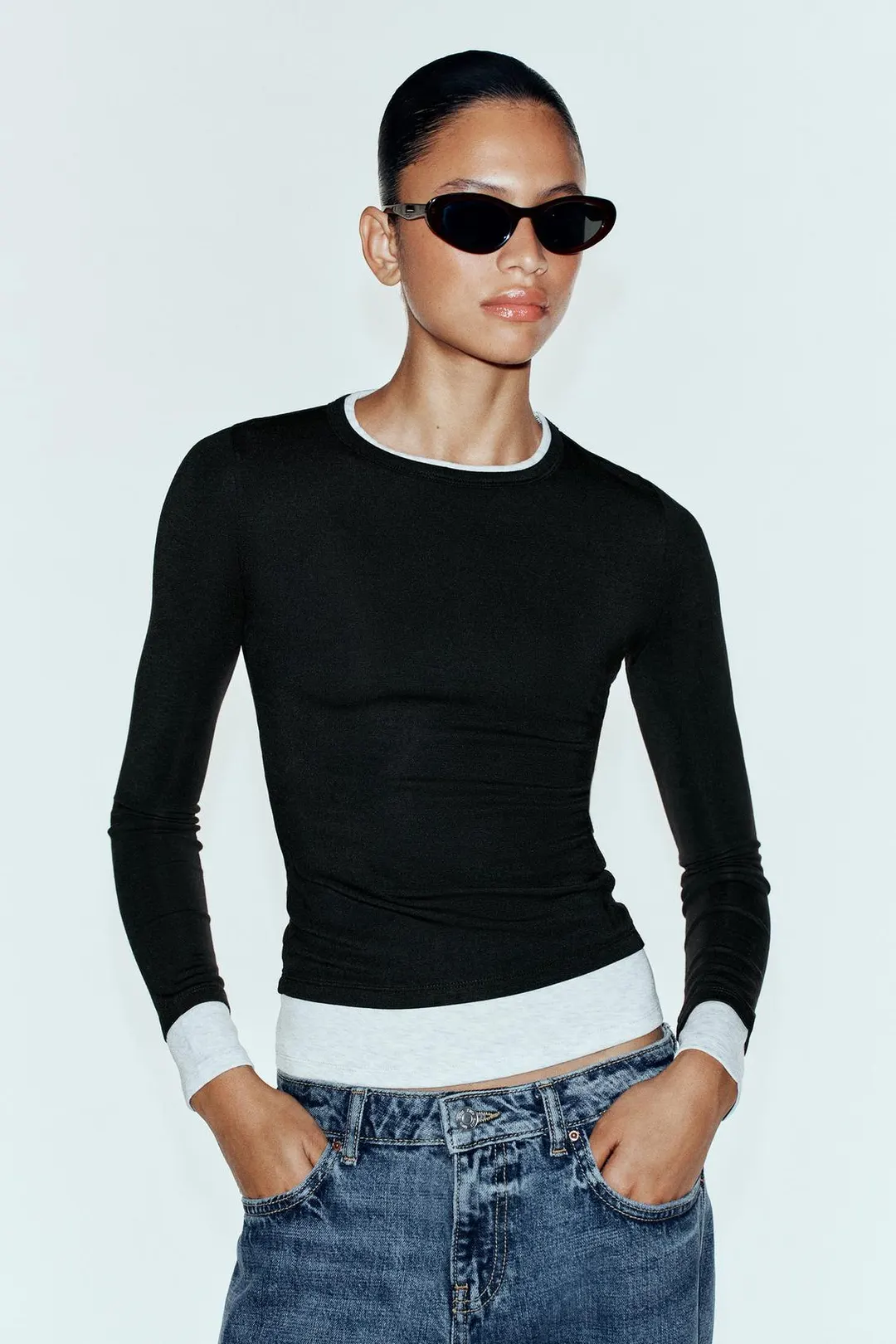 Футболка с двойными длинными рукавами, Zara