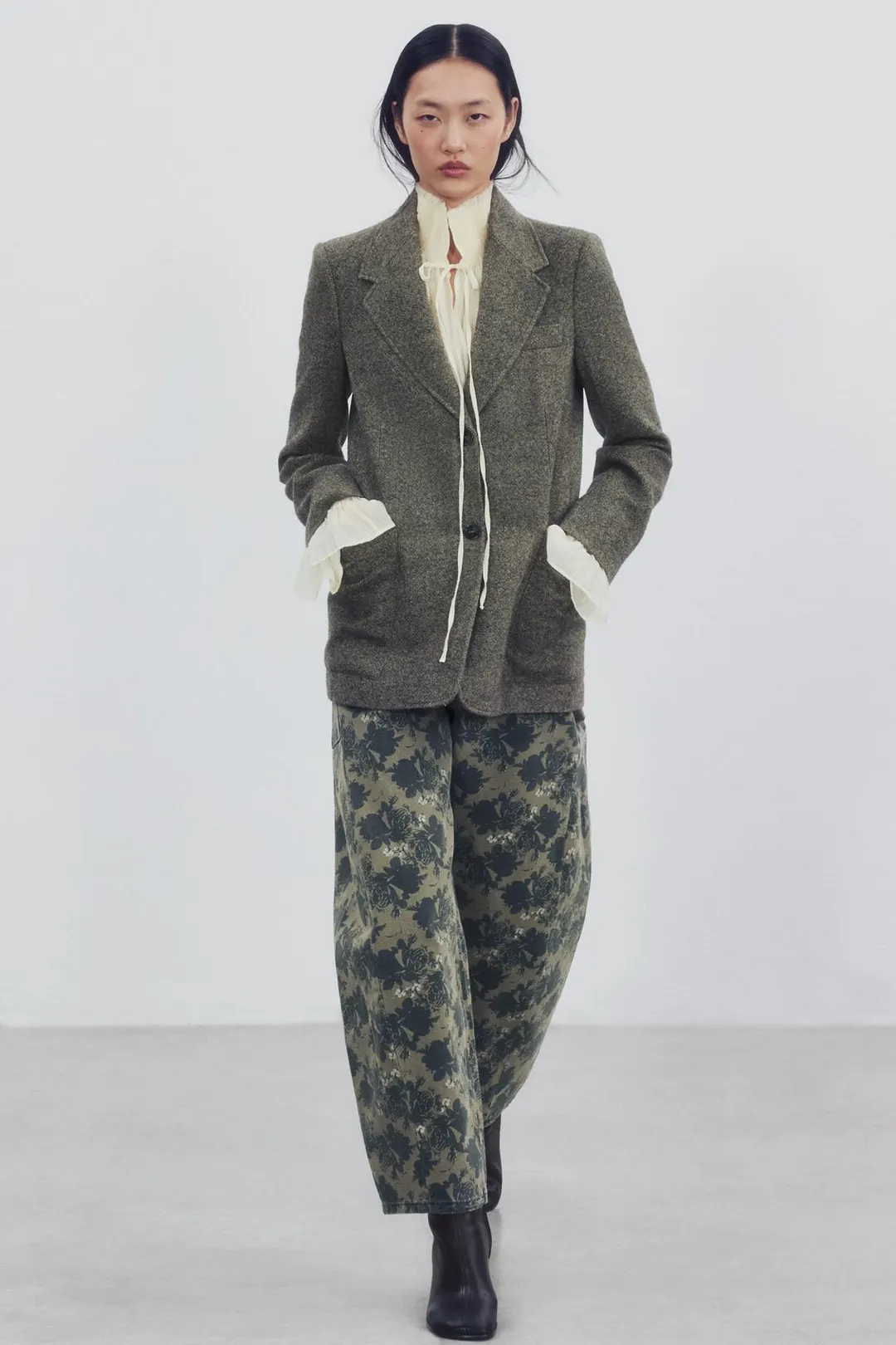 Блейзер ZW Collection прямого кроя из смесовой шерсти, Zara