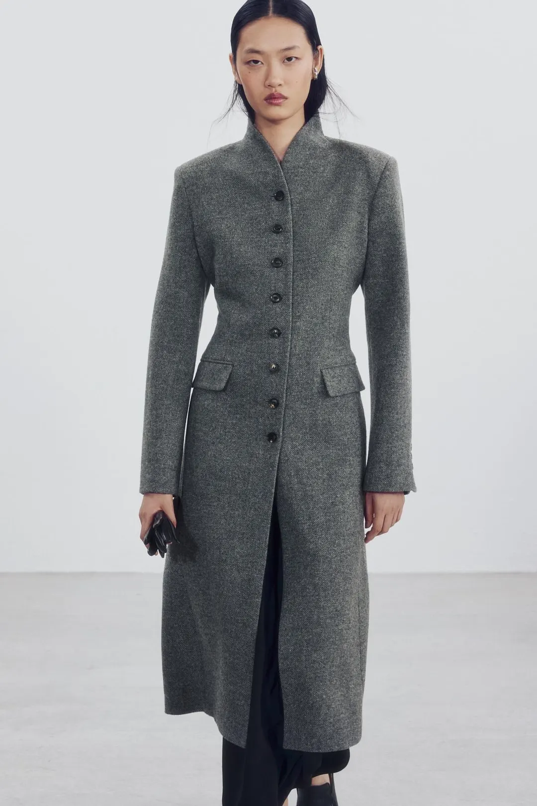 Шерстяное пальто на пуговицах ZW Collection, Zara